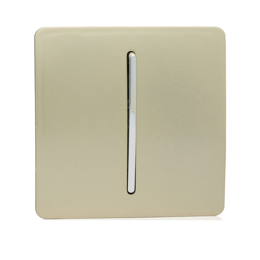 Trendi Switch ART-SSR1GO, Artistic Modern 1 Gang Retractive Home Auto.Switch Champagne Gold Finish, BRITISH MADE, (25mm Back Box Required), 5yrs Warranty - 43922