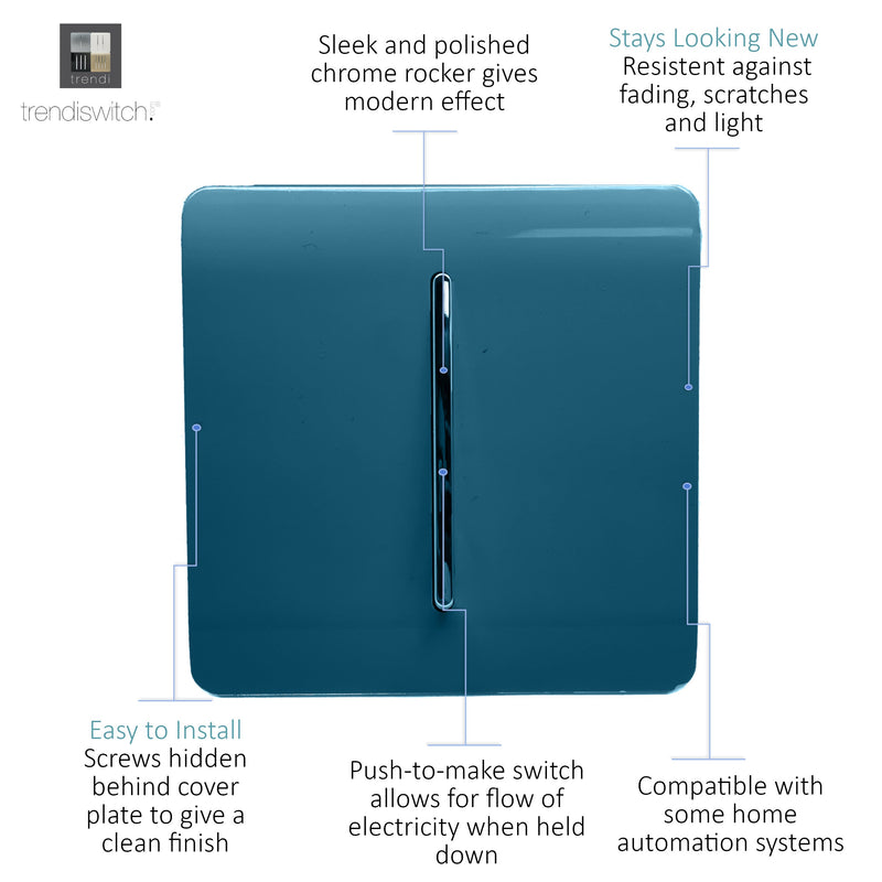 Load image into Gallery viewer, Trendi Switch ART-SSR1MD, Artistic Modern 1 Gang Retractive Home Auto.Switch Midnight Blue Finish, BRITISH MADE, (25mm Back Box Required), 5yrs Warranty - 54186
