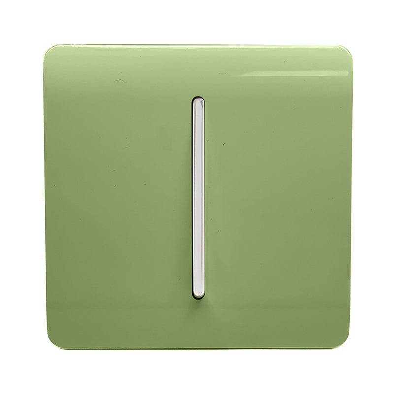 Load image into Gallery viewer, Trendi Switch ART-DBMG, Artistic Modern 1 Gang Doorbell Moss Green Finish, BRITISH MADE, (25mm Back Box Required), 5yrs Warranty - 53715
