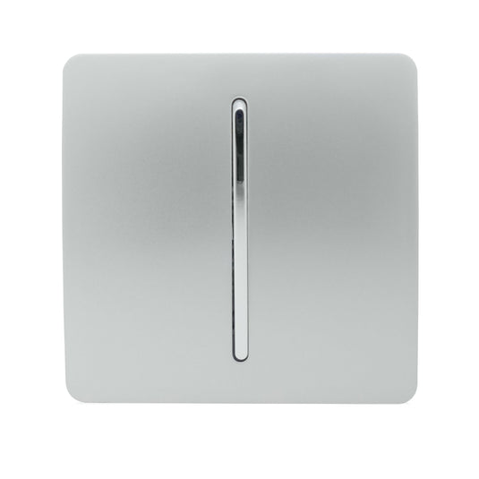 Trendi Switch ART-SSR1SI, Artistic Modern 1 Gang Retractive Home Auto.Switch Silver Finish, BRITISH MADE, (25mm Back Box Required), 5yrs Warranty - 43924