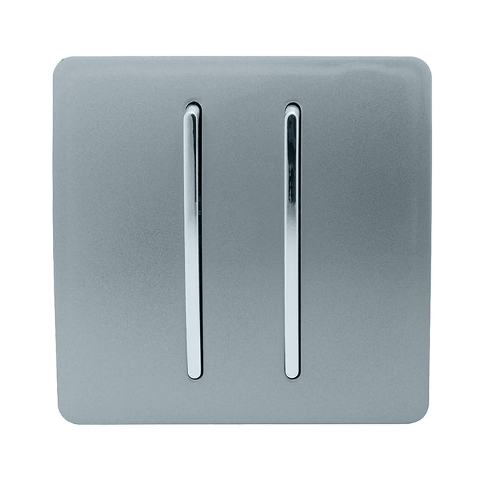 Trendi Switch ART-2DBCG, Artistic Modern 2 Gang Doorbell Cool Grey Finish, BRITISH MADE, (25mm Back Box Required), 5yrs Warranty - 53572
