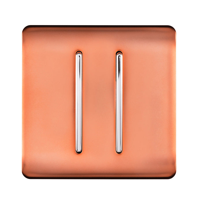 Trendi Switch ART-2DBCPR, Artistic Modern 2 Gang Doorbell Copper Finish, BRITISH MADE, (25mm Back Box Required), 5yrs Warranty - 53574