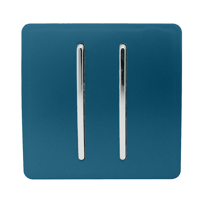 Trendi Switch ART-2DBMD, Artistic Modern 2 Gang Doorbell Midnight Blue Finish, BRITISH MADE, (25mm Back Box Required), 5yrs Warranty - 53579