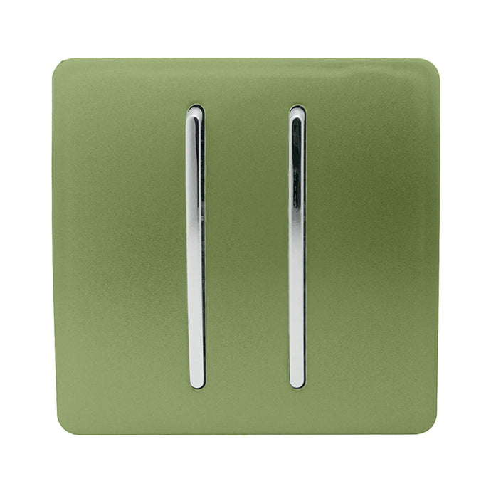 Trendi Switch ART-2DBMG, Artistic Modern 2 Gang Doorbell Moss Green Finish, BRITISH MADE, (25mm Back Box Required), 5yrs Warranty - 53580