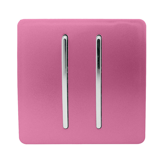 Trendi Switch ART-2DBPK, Artistic Modern 2 Gang Doorbell Pink Finish, BRITISH MADE, (25mm Back Box Required), 5yrs Warranty - 53584