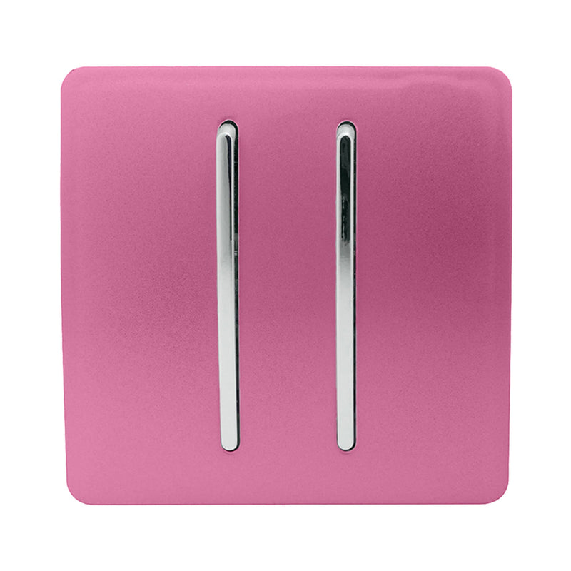 Load image into Gallery viewer, Trendi Switch ART-2DBPK, Artistic Modern 2 Gang Doorbell Pink Finish, BRITISH MADE, (25mm Back Box Required), 5yrs Warranty - 53584
