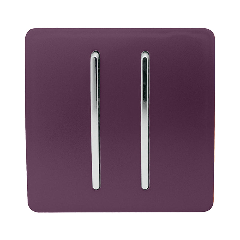 Load image into Gallery viewer, Trendi Switch ART-2DBPL, Artistic Modern 2 Gang Doorbell Plum Finish, BRITISH MADE, (25mm Back Box Required), 5yrs Warranty - 53585
