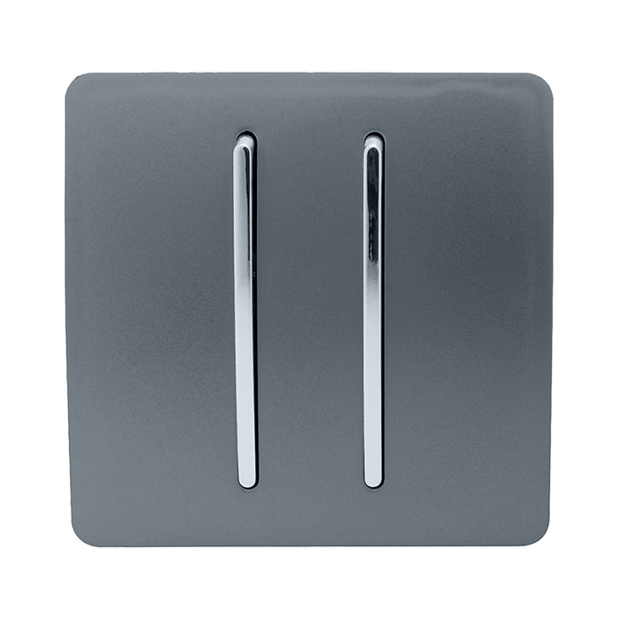 Trendi Switch ART-2DBWG, Artistic Modern 2 Gang Doorbell Warm Grey Finish, BRITISH MADE, (25mm Back Box Required), 5yrs Warranty - 53589