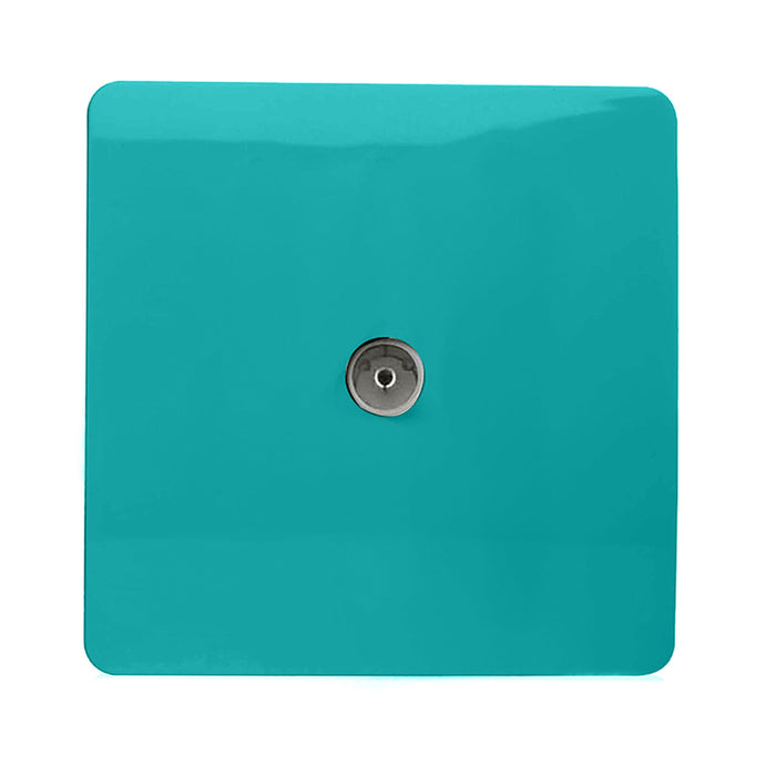 Trendi Switch ART-TVSBT, Artistic Modern TV Co-Axial 1 Gang Bright Teal Finish, BRITISH MADE, (25mm Back Box Required), 5yrs Warranty - 54287