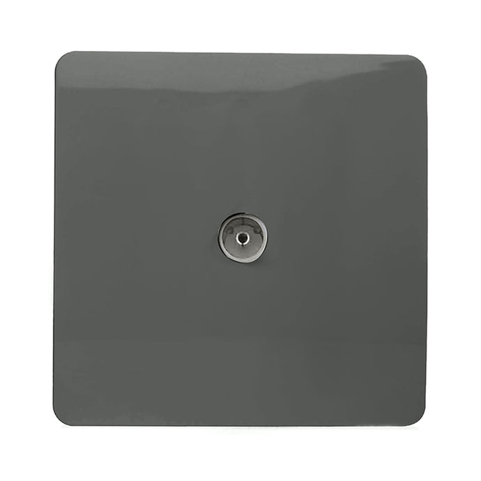 Trendi Switch ART-TVSCH, Artistic Modern TV Co-Axial 1 Gang Charcoal Finish, BRITISH MADE, (25mm Back Box Required), 5yrs Warranty - 54289