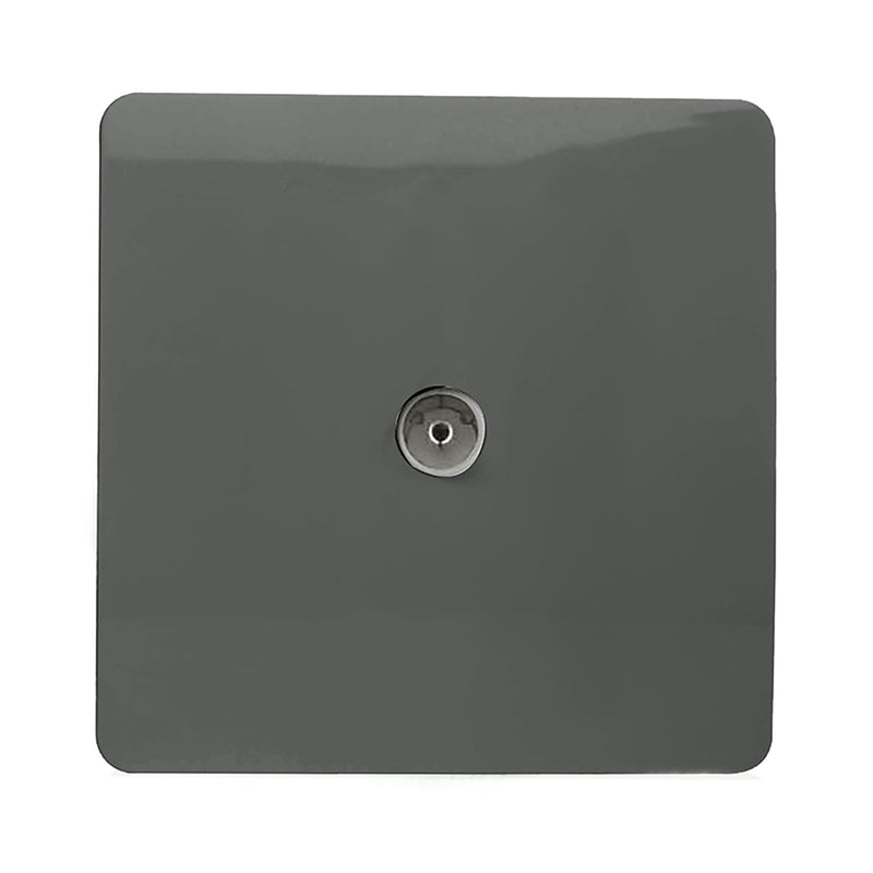 Load image into Gallery viewer, Trendi Switch ART-TVSCH, Artistic Modern TV Co-Axial 1 Gang Charcoal Finish, BRITISH MADE, (25mm Back Box Required), 5yrs Warranty - 54289
