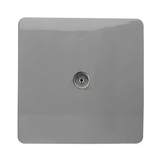 Trendi Switch ART-TVSLG, Artistic Modern TV Co-Axial 1 Gang Light Grey Finish, BRITISH MADE, (25mm Back Box Required), 5yrs Warranty - 54293