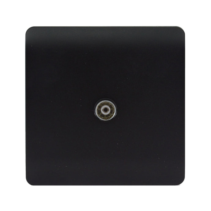 Trendi Switch ART-TVSMBK, Artistic Modern TV Co-Axial 1 Gang Matt Black Finish, BRITISH MADE, (25mm Back Box Required), 5yrs Warranty - 43952