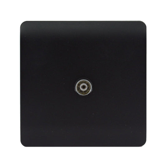Trendi Switch ART-TVSMBK, Artistic Modern TV Co-Axial 1 Gang Matt Black Finish, BRITISH MADE, (25mm Back Box Required), 5yrs Warranty - 43952