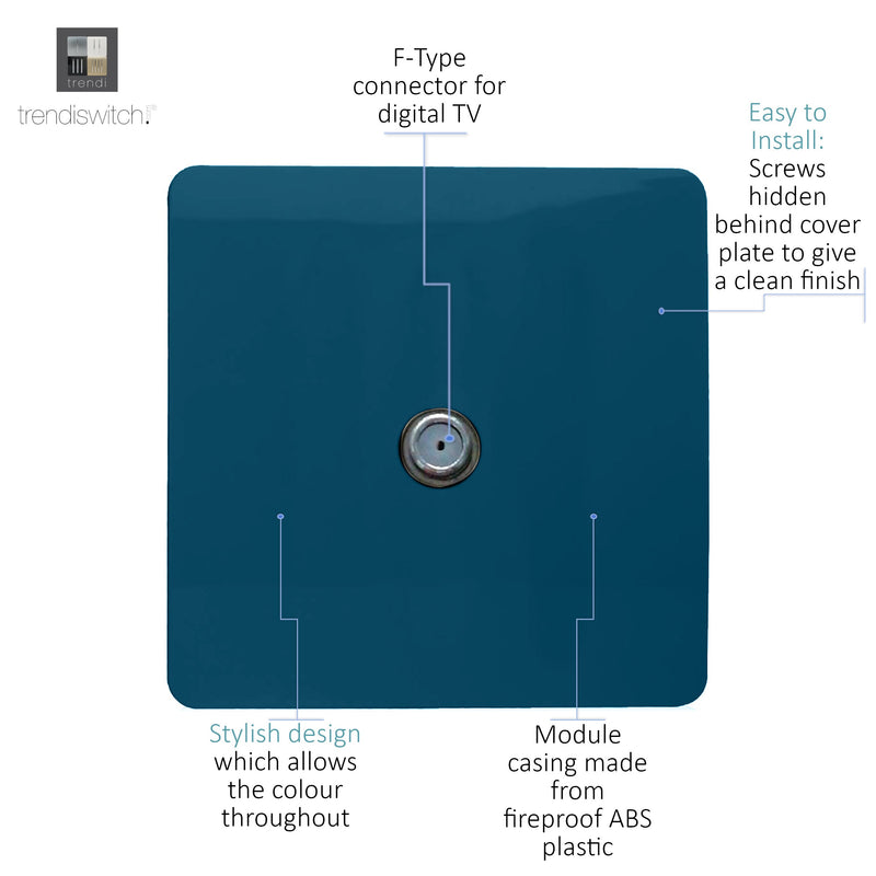 Load image into Gallery viewer, Trendi Switch ART-TVSMD, Artistic Modern TV Co-Axial 1 Gang Midnight Blue Finish, BRITISH MADE, (25mm Back Box Required), 5yrs Warranty - 54294
