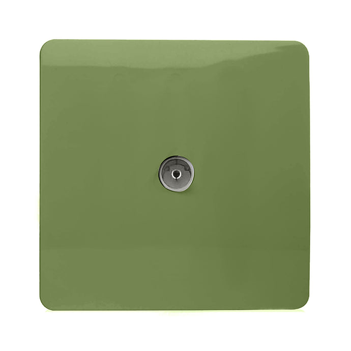 Trendi Switch ART-TVSMG, Artistic Modern TV Co-Axial 1 Gang Moss Green Finish, BRITISH MADE, (25mm Back Box Required), 5yrs Warranty - 54295
