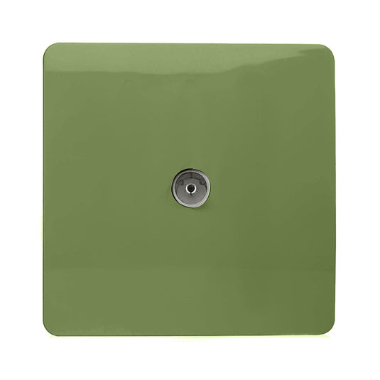 Trendi Switch ART-TVSMG, Artistic Modern TV Co-Axial 1 Gang Moss Green Finish, BRITISH MADE, (25mm Back Box Required), 5yrs Warranty - 54295
