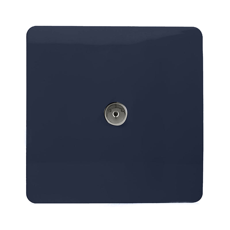 Load image into Gallery viewer, Trendi Switch ART-TVSNV, Artistic Modern TV Co-Axial 1 Gang Navy Blue Finish, BRITISH MADE, (25mm Back Box Required), 5yrs Warranty - 54296
