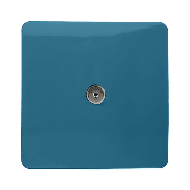 Load image into Gallery viewer, Trendi Switch ART-TVSOB, Artistic Modern TV Co-Axial 1 Gang Ocean Blue Finish, BRITISH MADE, (25mm Back Box Required), 5yrs Warranty - 54297

