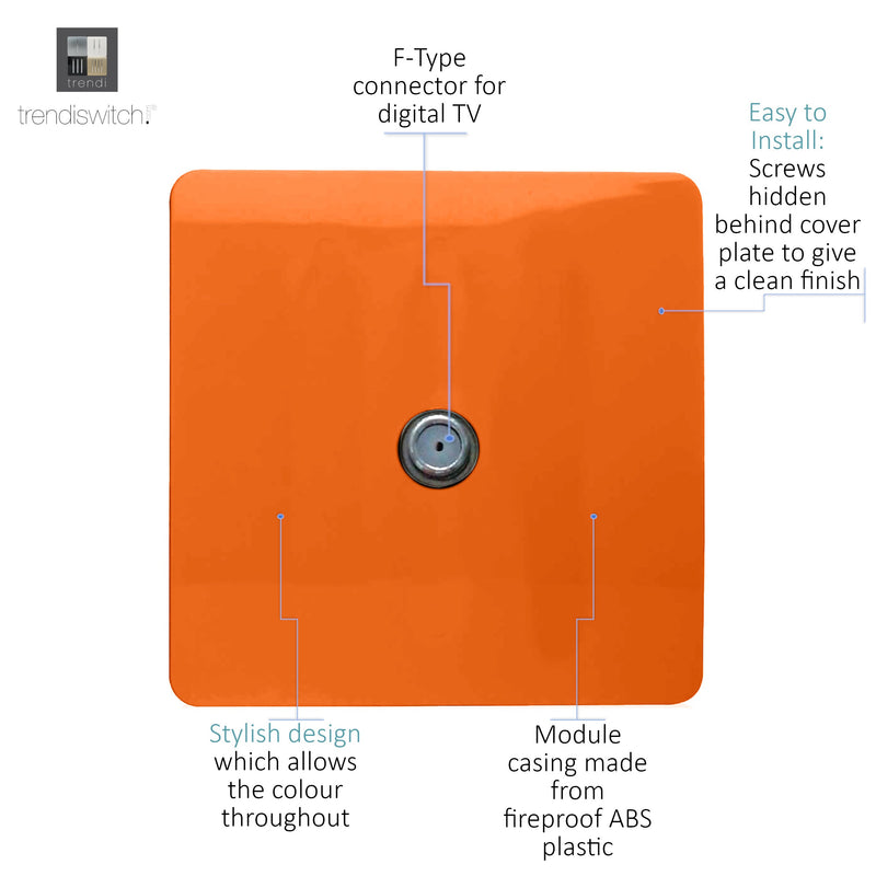 Load image into Gallery viewer, Trendi Switch ART-TVSOR, Artistic Modern TV Co-Axial 1 Gang Orange Finish, BRITISH MADE, (25mm Back Box Required), 5yrs Warranty - 54298
