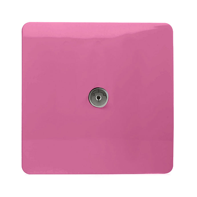 Trendi Switch ART-TVSPK, Artistic Modern TV Co-Axial 1 Gang Pink Finish, BRITISH MADE, (25mm Back Box Required), 5yrs Warranty - 54299