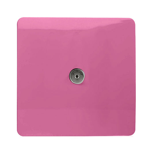 Trendi Switch ART-TVSPK, Artistic Modern TV Co-Axial 1 Gang Pink Finish, BRITISH MADE, (25mm Back Box Required), 5yrs Warranty - 54299