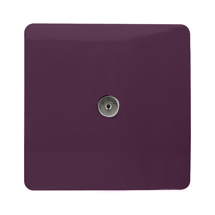 Trendi Switch ART-TVSPL, Artistic Modern TV Co-Axial 1 Gang Plum Finish, BRITISH MADE, (25mm Back Box Required), 5yrs Warranty - 54300