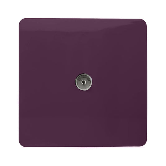 Trendi Switch ART-TVSPL, Artistic Modern TV Co-Axial 1 Gang Plum Finish, BRITISH MADE, (25mm Back Box Required), 5yrs Warranty - 54300
