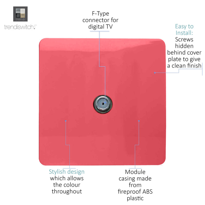 Load image into Gallery viewer, Trendi Switch ART-TVSSB, Artistic Modern TV Co-Axial 1 Gang Strawberry Finish, BRITISH MADE, (25mm Back Box Required), 5yrs Warranty - 54301
