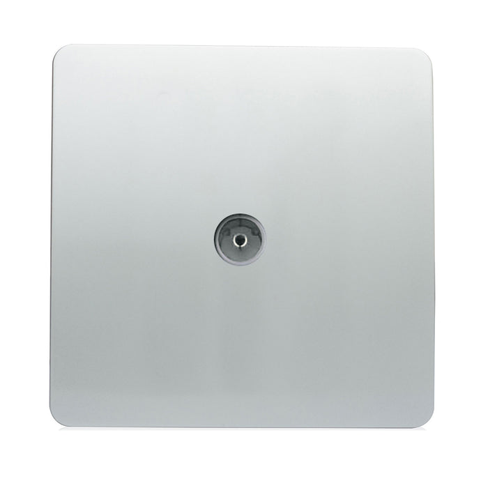 Trendi Switch ART-TVSSI, Artistic Modern TV Co-Axial 1 Gang Silver Finish, BRITISH MADE, (25mm Back Box Required), 5yrs Warranty - 43953