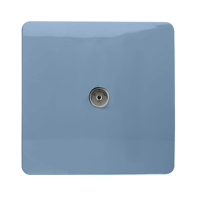 Trendi Switch ART-TVSSK, Artistic Modern TV Co-Axial 1 Gang Sky Finish, BRITISH MADE, (25mm Back Box Required), 5yrs Warranty - 54302