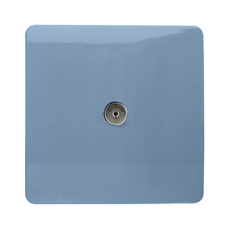 Load image into Gallery viewer, Trendi Switch ART-TVSSK, Artistic Modern TV Co-Axial 1 Gang Sky Finish, BRITISH MADE, (25mm Back Box Required), 5yrs Warranty - 54302
