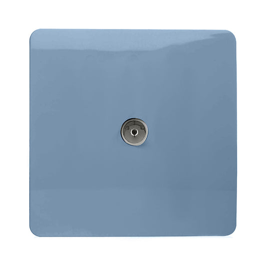 Trendi Switch ART-TVSSK, Artistic Modern TV Co-Axial 1 Gang Sky Finish, BRITISH MADE, (25mm Back Box Required), 5yrs Warranty - 54302