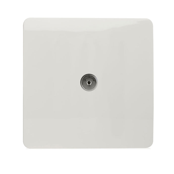 Trendi Switch ART-TVSWH, Artistic Modern TV Co-Axial 1 Gang Gloss White Finish, BRITISH MADE, (25mm Back Box Required), 5yrs Warranty - 43954