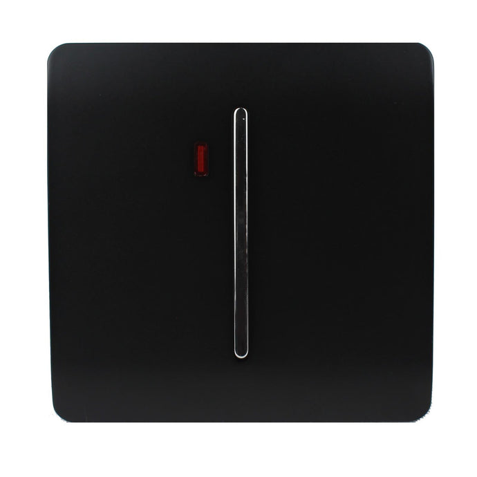 Trendi Switch ART-WHS2BK, Artistic Modern 45 Amp Neon Insert Double Pole Switch Gloss Black Finish, BRITISH MADE, (35mm Back Box Required), 5yrs Warranty - 43965