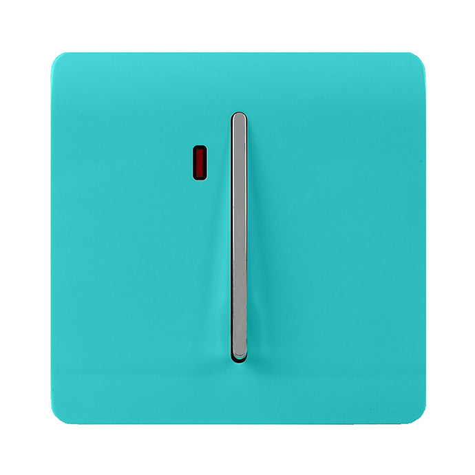 Trendi Switch ART-WHS1BT, Artistic Modern 20 Amp Neon Insert Double Pole Switch Bright Teal Finish, BRITISH MADE, (25mm Back Box Required), 5yrs Warranty - 54305