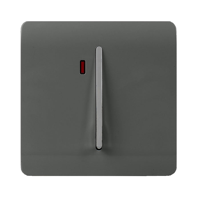 Trendi Switch ART-WHS1CH, Artistic Modern 20 Amp Neon Insert Double Pole Switch Charcoal Finish, BRITISH MADE, (25mm Back Box Required), 5yrs Warranty - 54307