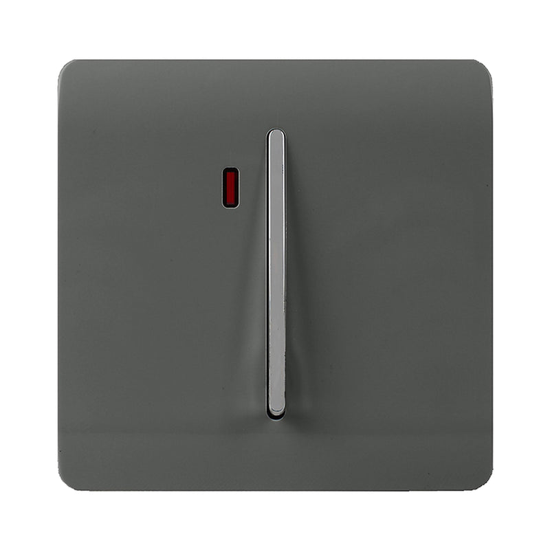 Load image into Gallery viewer, Trendi Switch ART-WHS1CH, Artistic Modern 20 Amp Neon Insert Double Pole Switch Charcoal Finish, BRITISH MADE, (25mm Back Box Required), 5yrs Warranty - 54307
