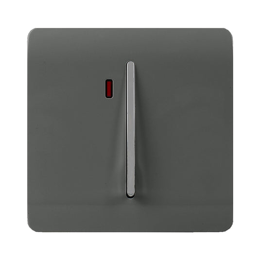 Trendi Switch ART-WHS1CH, Artistic Modern 20 Amp Neon Insert Double Pole Switch Charcoal Finish, BRITISH MADE, (25mm Back Box Required), 5yrs Warranty - 54307
