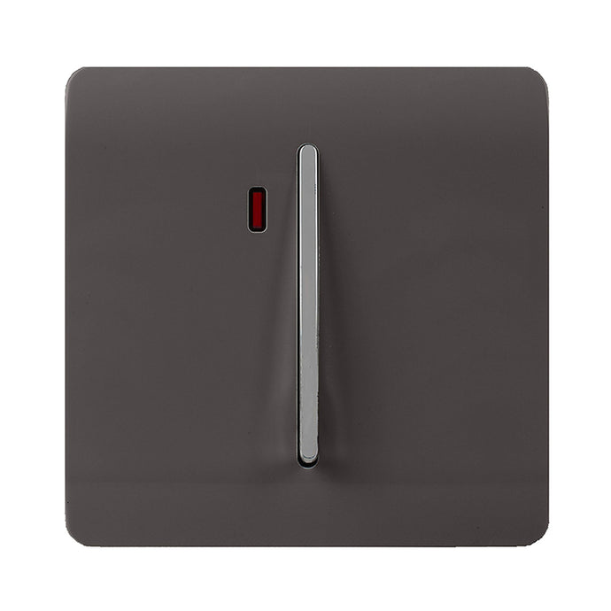 Trendi Switch ART-WHS1DB, Artistic Modern 20 Amp Neon Insert Double Pole Switch Dark Brown Finish, BRITISH MADE, (25mm Back Box Required), 5yrs Warranty - 54309