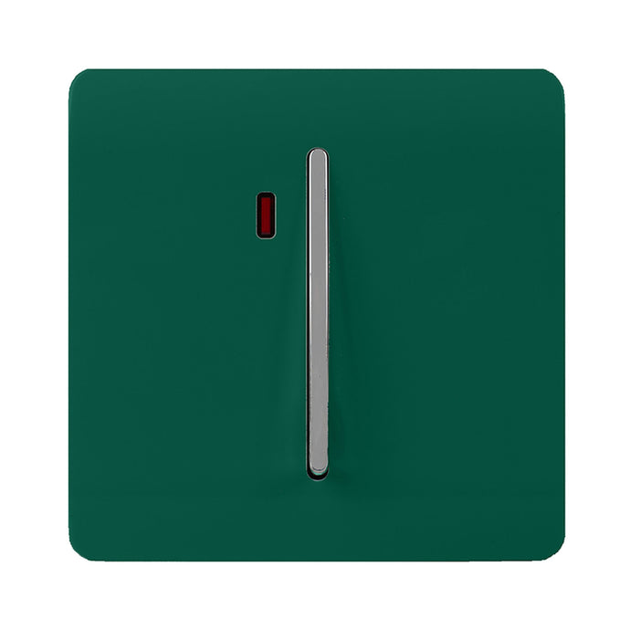 Trendi Switch ART-WHS1DG, Artistic Modern 20 Amp Neon Insert Double Pole Switch Dark Green Finish, BRITISH MADE, (25mm Back Box Required), 5yrs Warranty - 54310
