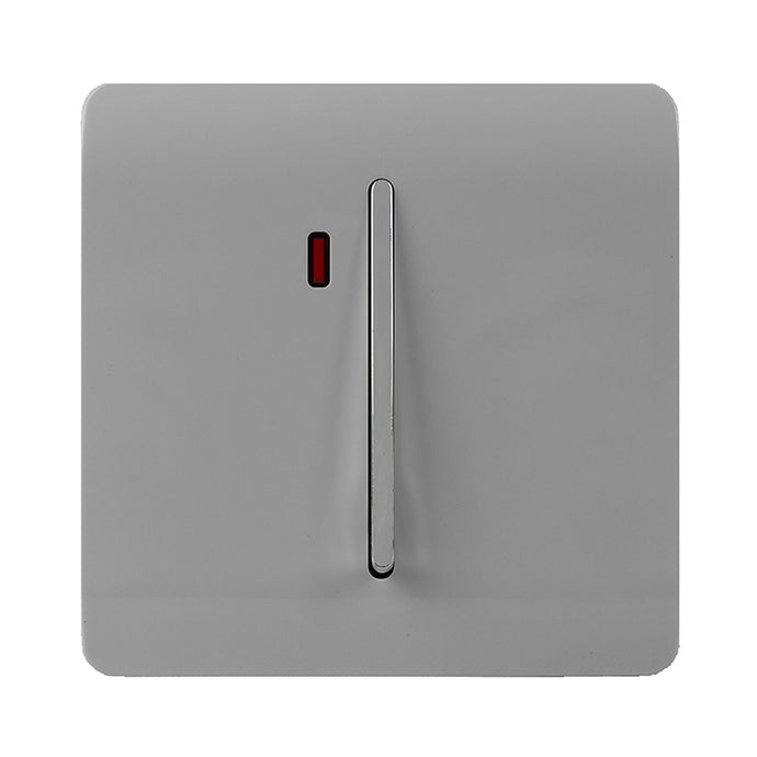 Trendi Switch ART-WHS1LG, Artistic Modern 20 Amp Neon Insert Double Pole Switch Light Grey Finish, BRITISH MADE, (25mm Back Box Required), 5yrs Warranty - 54311