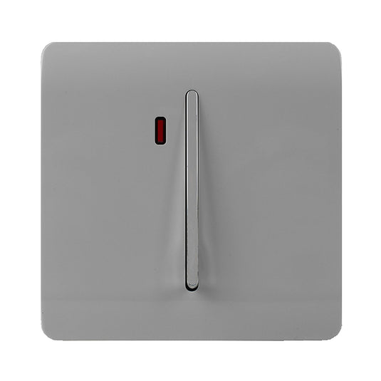 Trendi Switch ART-WHS1LG, Artistic Modern 20 Amp Neon Insert Double Pole Switch Light Grey Finish, BRITISH MADE, (25mm Back Box Required), 5yrs Warranty - 54311