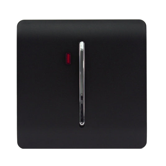 Trendi Switch ART-WHS1MBK, Artistic Modern 20 Amp Neon Insert Double Pole Switch Matt Black Finish, BRITISH MADE, (25mm Back Box Required), 5yrs Warranty - 43957