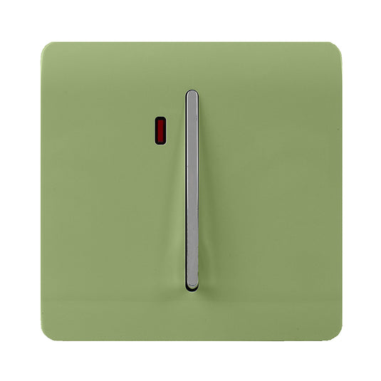 Trendi Switch ART-WHS1MG, Artistic Modern 20 Amp Neon Insert Double Pole Switch Moss Green Finish, BRITISH MADE, (25mm Back Box Required), 5yrs Warranty - 54313