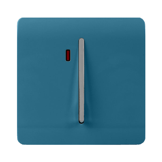 Trendi Switch ART-WHS1OB, Artistic Modern 20 Amp Neon Insert Double Pole Switch Ocean Blue Finish, BRITISH MADE, (25mm Back Box Required), 5yrs Warranty - 54315