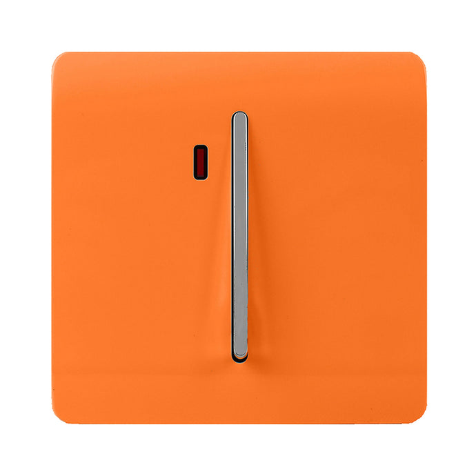 Trendi Switch ART-WHS1OR, Artistic Modern 20 Amp Neon Insert Double Pole Switch Orange Finish, BRITISH MADE, (25mm Back Box Required), 5yrs Warranty - 54316