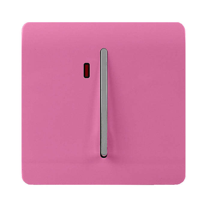 Trendi Switch ART-WHS1PK, Artistic Modern 20 Amp Neon Insert Double Pole Switch Pink Finish, BRITISH MADE, (25mm Back Box Required), 5yrs Warranty - 54317
