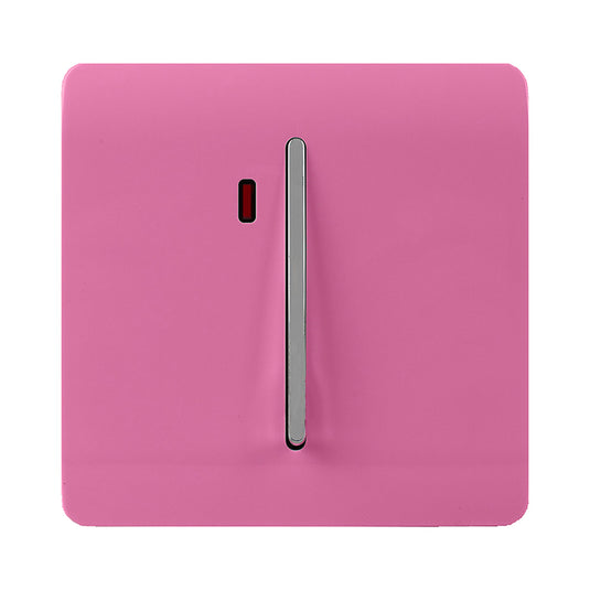 Trendi Switch ART-WHS1PK, Artistic Modern 20 Amp Neon Insert Double Pole Switch Pink Finish, BRITISH MADE, (25mm Back Box Required), 5yrs Warranty - 54317
