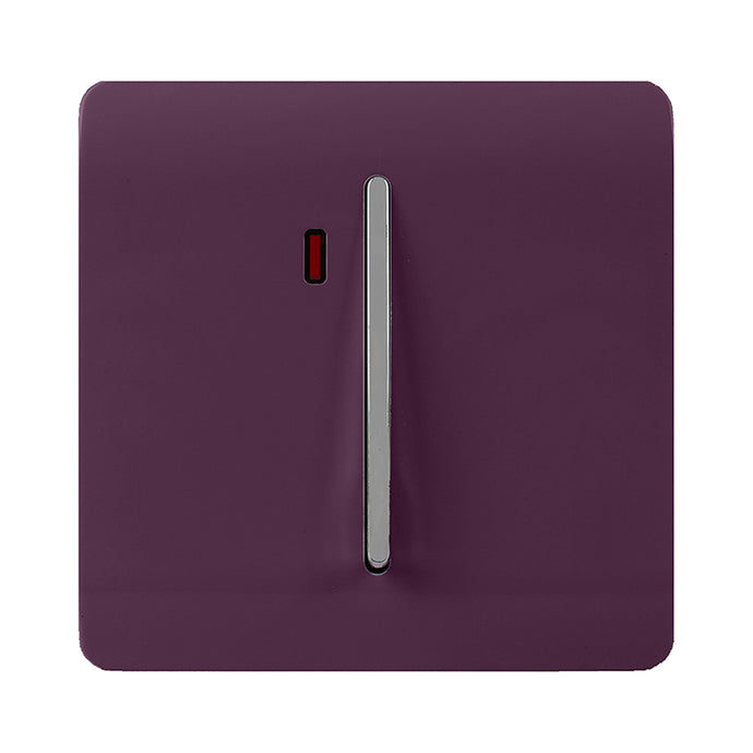 Trendi Switch ART-WHS1PL, Artistic Modern 20 Amp Neon Insert Double Pole Switch Plum Finish, BRITISH MADE, (25mm Back Box Required), 5yrs Warranty - 54318